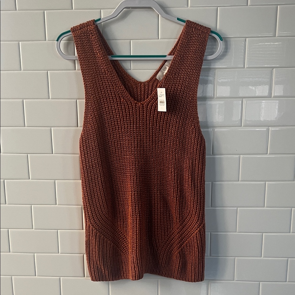 LOFT Women's V-Neck Sweater in Rust